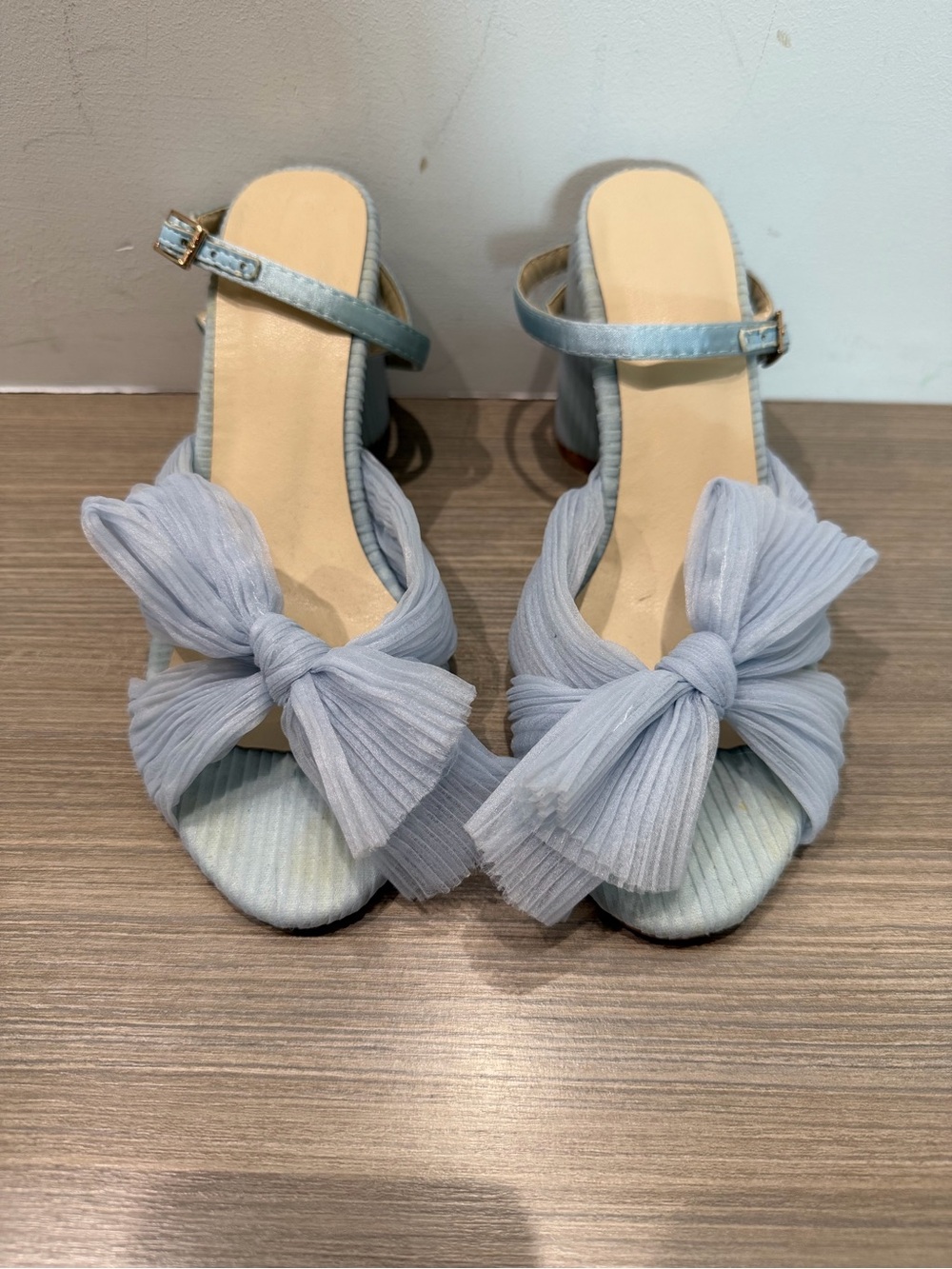 Amazon Faux “Loeffler Randall” sandaled heels in light blue.